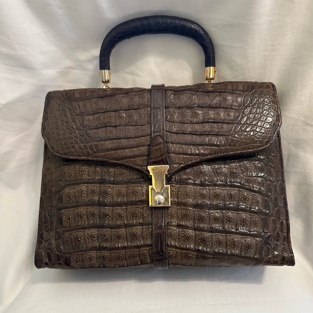 Vintage Lucille de Paris Croco Sauvage Brown Crocodile Purse Bag